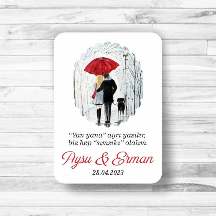 Yağmur Temalı Ahşap Magnet