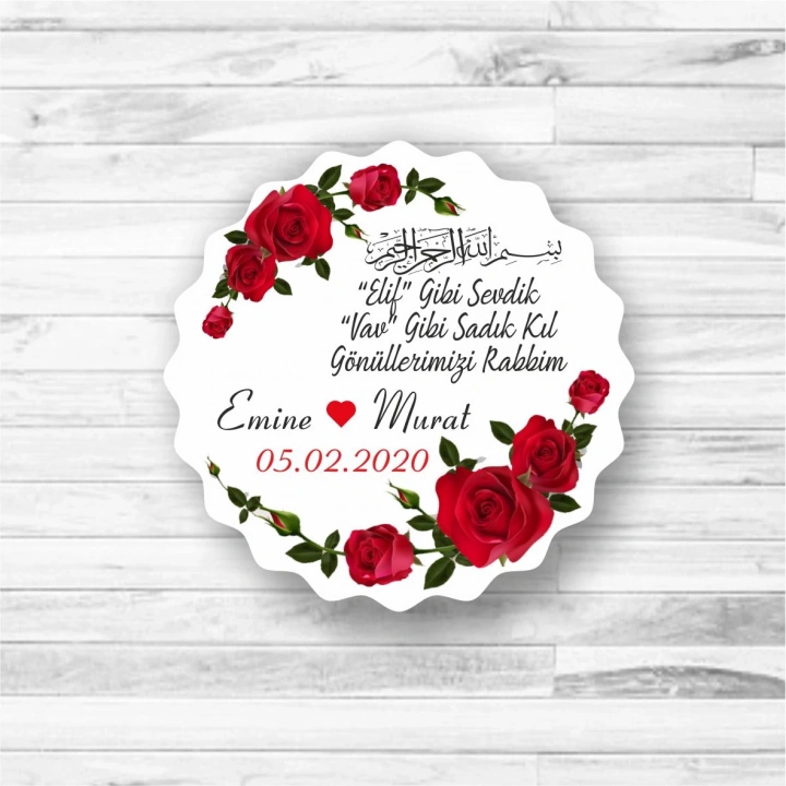 Kırmızı Gül Temalı Ahşap Magnet