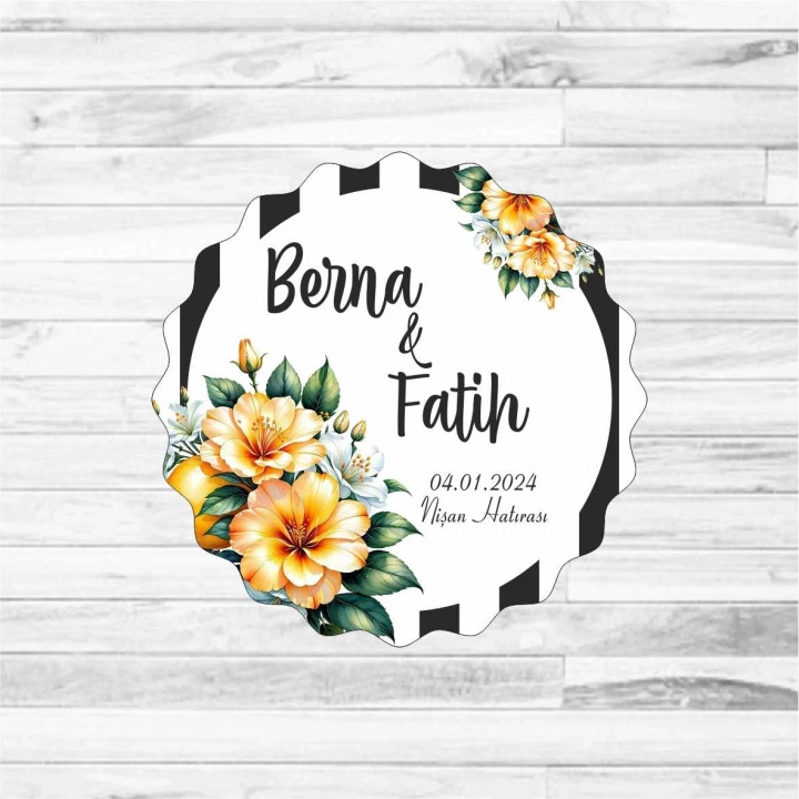 Limon Çiçeği  Temalı Ahşap Magnet