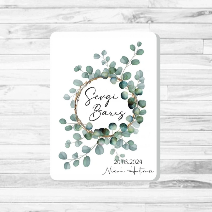 Lotus Yaprak Temalı Ahşap Magnet