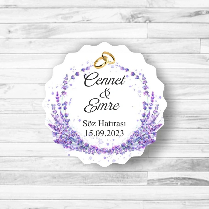 Lavanta Temalı Ahşap Magnet