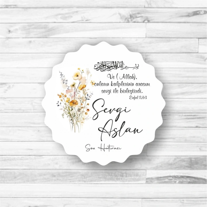 Natural Çiçek Ahşap Magnet