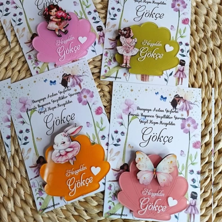 Renkli Farklı Figür Kartlı Boyamalı Magnet Kartlı