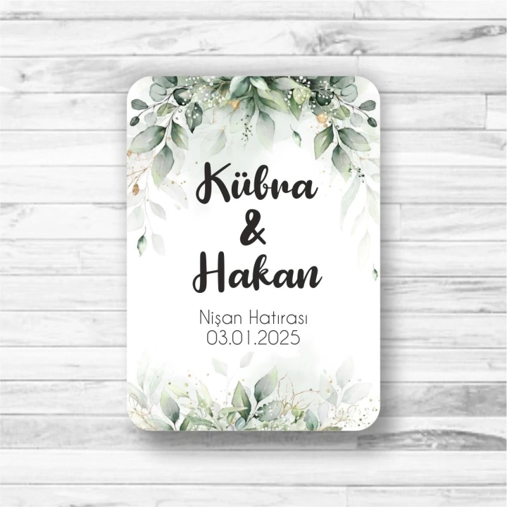 Yaprak Temalı Ahşap Magnet