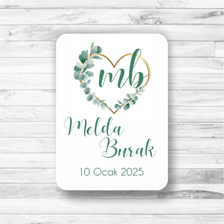 Yeşil Yaprak Temalı Ahşap Magnet