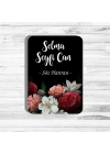 Renkli Gül Temalı Ahşap Magnet