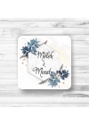 Mavi Çiçekli Ahşap Magnet