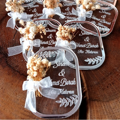 Baskıcı Amca Pleksi  Çiçekli Gümüş Magnet