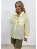 Cepli Oversize Gömlek - Sarı