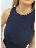 Halter Yaka Dar Kesim Basic Atlet - Siyah