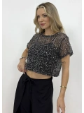 Ribana Atletli Pullu Bluz - Siyah