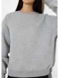 Şardonlu Oversize Bisiklet Yaka Sweat - Gri