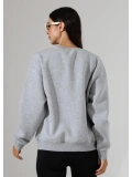 Şardonlu Oversize Bisiklet Yaka Sweat - Gri