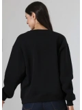Şardonlu Oversize Bisiklet Yaka Sweat - Siyah