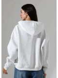 Şardonlu Oversize Fermuarlı Kapşonlu Sweat - Gri
