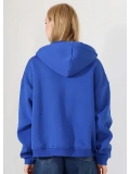 Şardonlu Oversize Fermuarlı Kapşonlu Sweat - Saks