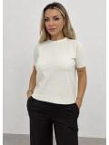 Yumoş Kısa Kollu Basic Triko - Kemik