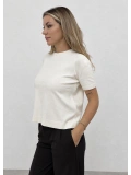 Yumoş Kısa Kollu Basic Triko - Kemik