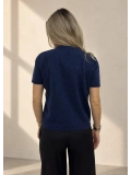Yumoş Kısa Kollu Basic Triko - Lacivert