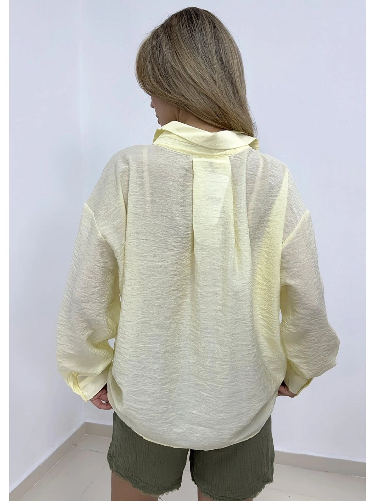 Cepli Oversize Gömlek - Sarı