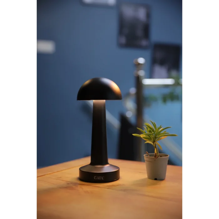 3 Işık Renkli Şarjlı Dim Edilebilir Masa Lambası Siyah Kasa Ct-8428.