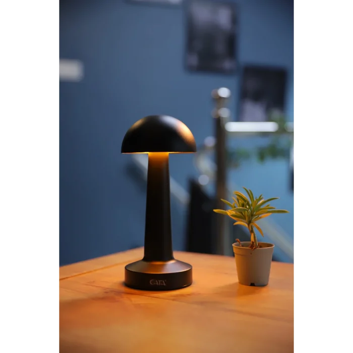 3 Işık Renkli Şarjlı Dim Edilebilir Masa Lambası Siyah Kasa Ct-8428.