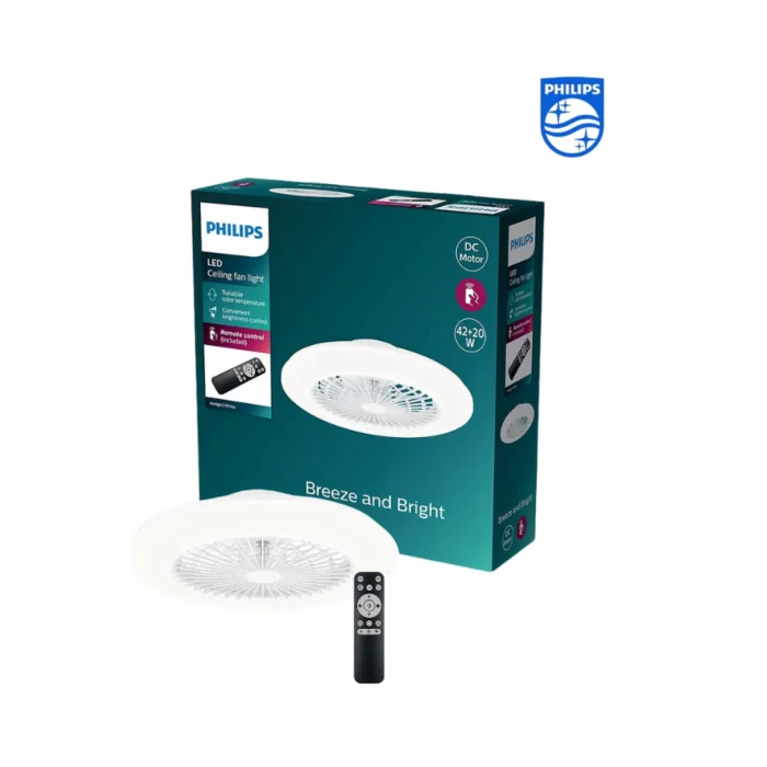 Philips Amigo Fanlı Tavan Lambası (42W Vantilatör + 20 W Aydınlatma Gücü) Simli Tasarım
