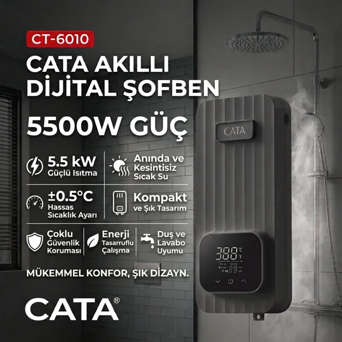 Cata Akıllı Dijital Şofben 5500W CT-6010