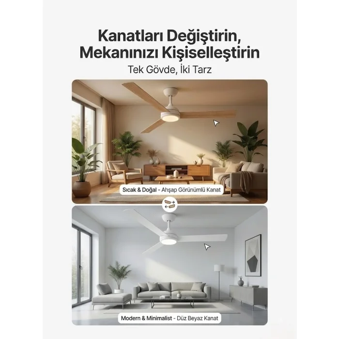 Philips Velyx Lambalı Tavan Vantilatörü 32W (Fan) + 24W (Işık) Beyaz