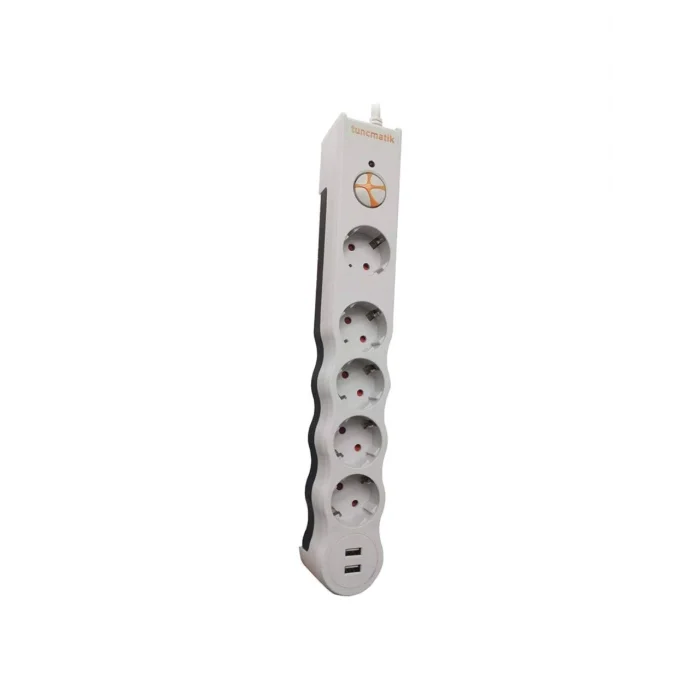 Tuncmatik Tunçmatik TSK5015 Powersurge Beyaz Beşli 2 Usb Girişli 1,5 metre Akım Korumalı Priz
