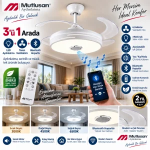 Mutlusan Aydınlatmalı Bluetooth Hoparlörlü Tavan Vantilatörü