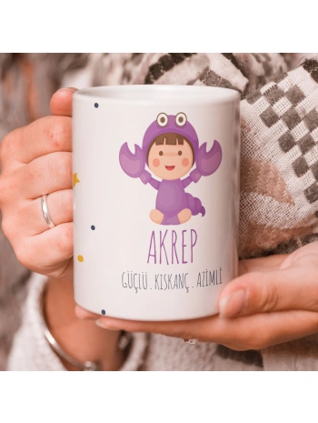 Akrep Burcu Özel Sevimli Beyaz Kupa Bardak
