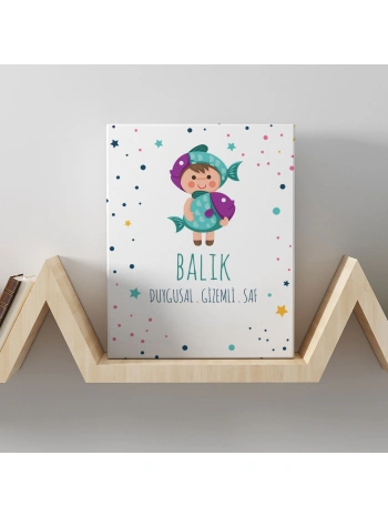 Balık Burcuna Özel Tasarım Kanvas  Tablo