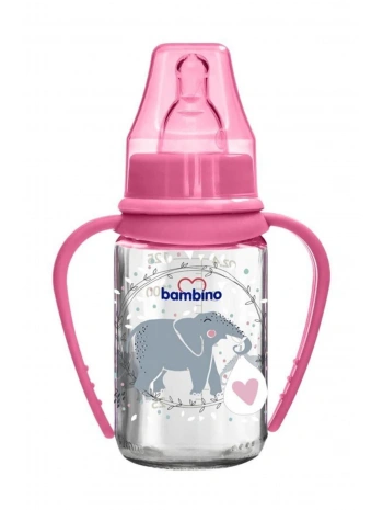 Bambino Kulplu Cam Biberon 125 ml - Pembe