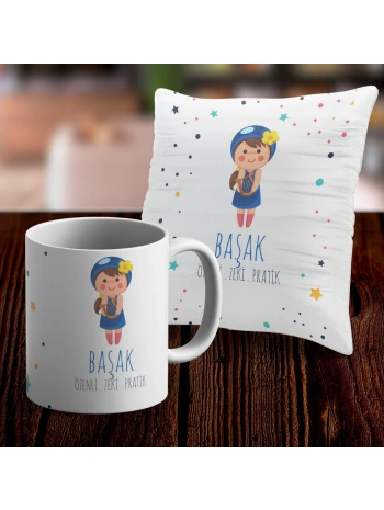 Başak Tasarımlı Sevimli Kupa ve Yastık Kılıfı Seti