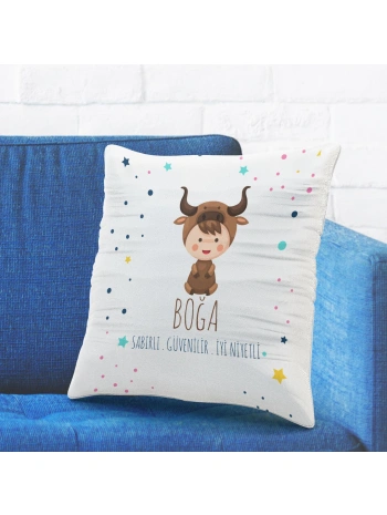 Boğa Burcuna Özel Tasarımlı Sevimli Yastık Kılıfı