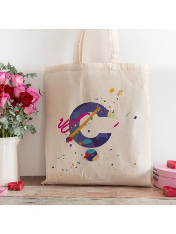Ç Harfi Tasarımlı Alışveriş Plaj Bez Çanta