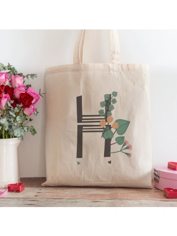 H Harfi Tasarımlı Alışveriş Plaj Bez Çanta