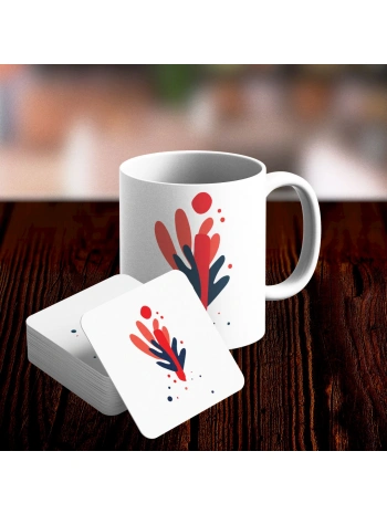 İ Harfi Tasarımlı Kupa ve Bardak Altlığı Seti