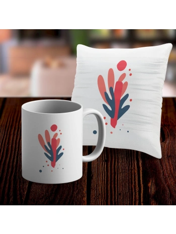 İ Harfi Tasarımlı Kupa ve Yastık Kılıfı Hediye Seti