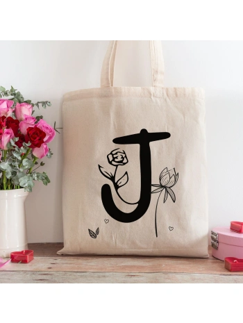 J Harfi Tasarımlı Alışveriş Plaj Bez Çanta