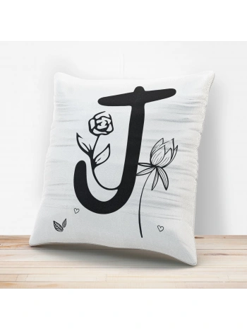 J Harfi Tasarımlı Yastık Kılıfı