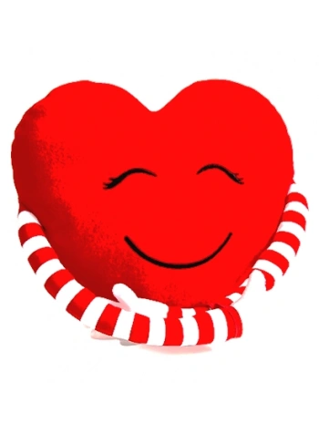 Kalpli Kollu Sarılan Peluş Yastık - Kırmızı