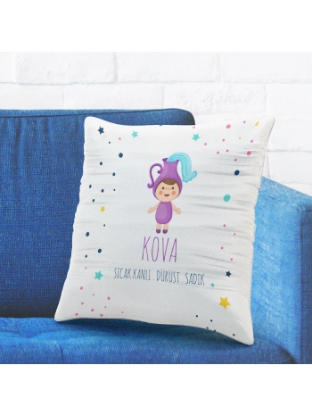 Kova Burcuna Özel Tasarımlı Sevimli Yastık Kılıfı