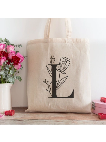 L Harfi Tasarımlı Alışveriş Plaj Bez Çanta