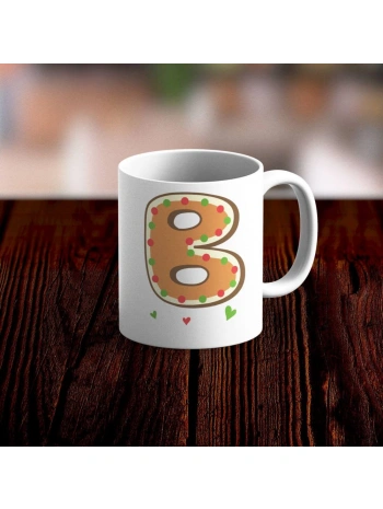 Özel Tasarım B Harfi Beyaz Kupa Bardak