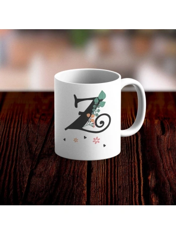 Özel Tasarım Z Harfi Beyaz Kupa Bardak