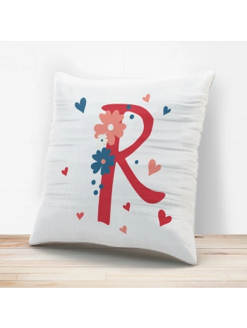 R Harfi Tasarımlı Yastık Kılıfı