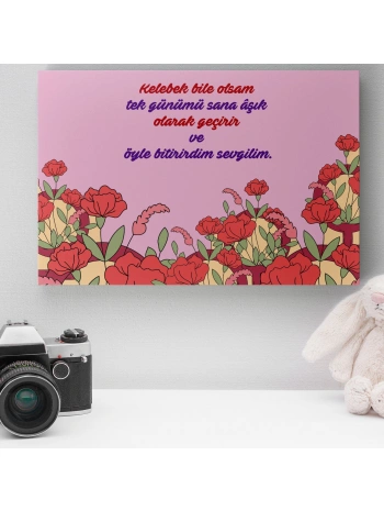 Romantik Tasarımlı Mini Kanvas Tablo - No1