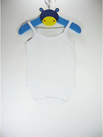 Sema Bebe Jakarlı ip Askılı Badi (Body) - Beyaz 3-6 Ay
